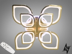 Стельова люстра з диммером і LED підсвічуванням колір золото 150W D23-33545 Золото 8073/4+4G LED 3color dimmer фото наживо, фото в дизайні інтер'єру