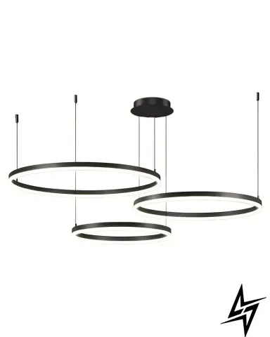 Подвесная люстра на три LED кольца в черном каркасе 80+60+40 см 26-11688 фото