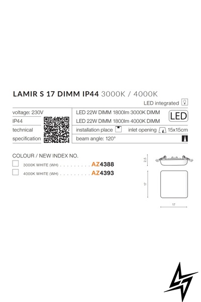 Точковий врізний світильник для ванної Azzardo AZ4393 Lamir LED 52326 фото наживо, фото в дизайні інтер'єру