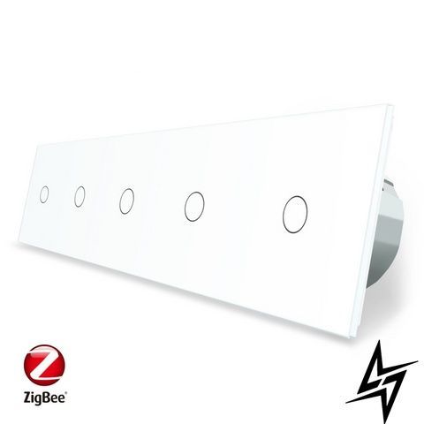 Умный сенсорный ZigBee выключатель 5 сенсоров (1-1-1-1-1) Livolo белый стекло (VL-C705Z-11) фото