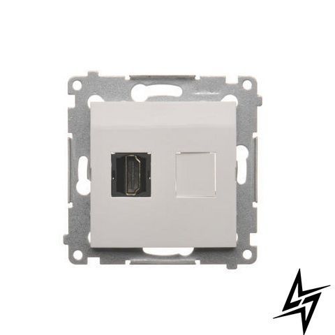 Одинарна HDMI-розетка Simon DGHDMI.01/11 54, біла глянцева фото
