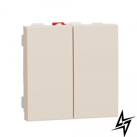 2-клавішний прохідний вимикач Schneider Electric NU321344 Unica New, 10 AX, бежевий, глянцевий, 10 А, 220 В NU321344 фото