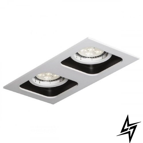 Врезной точечный светильник Mistic DOUBLE miniQUAD MR16 матовый белый/черный 5355551  фото в живую, фото в дизайне интерьера