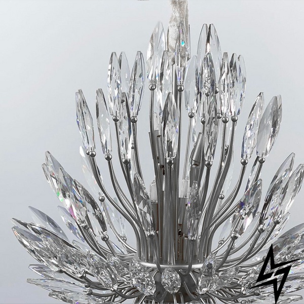 Кришталева срібна люстра репліка Lily Buds на 9 ламп LE39477 Сірий 45x55x45см 9xG9 MD 8058 S Satin фото наживо, фото в дизайні інтер'єру