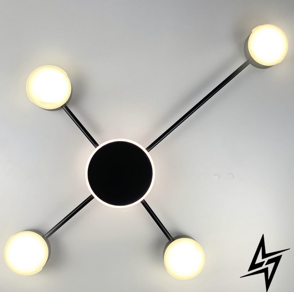 Потолочный LED светильник-спутник черного цвета LE26337 LED 38W 3000-6000K 28x10x65см Черный R 88/4 BK фото в живую, фото в дизайне интерьера