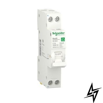 Компактный дифавтомат Schneider Electric Resi9 16 А 10 мA 1P+N 6кA С тип А R9D81616 фото