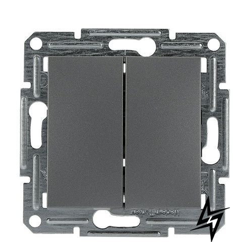 Выключатель 2-клавишный без рамки сталь Schneider Electric Asfora EPH0300162 фото