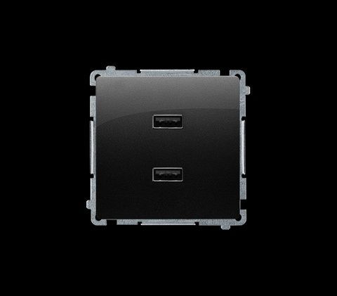 Зарядний пристрій USB A+A (модуль) 21A 230V Чорний матовий Simon Basic BMC2USB.01/49 фото