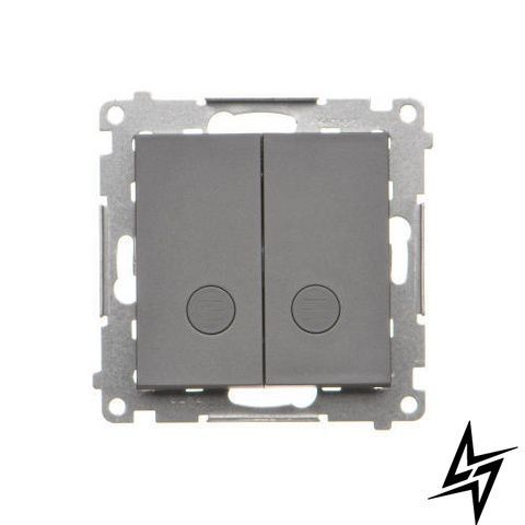 2-клавишный выключатель с подсветкой Simon TW5L2.01/116 55, серый матовый, 10 AX, 250 В фото