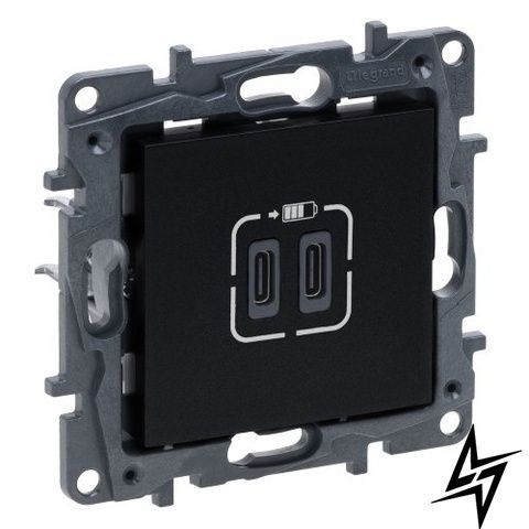 USB-розетка Legrand 863539 Niloe Step, черная, 2&times;USB USB-C, IP20 863539 фото