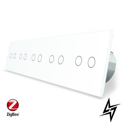 Умный сенсорный ZigBee выключатель 10 сенсоров (2-2-2-2-2) Livolo белый стекло (VL-C710Z-11) фото