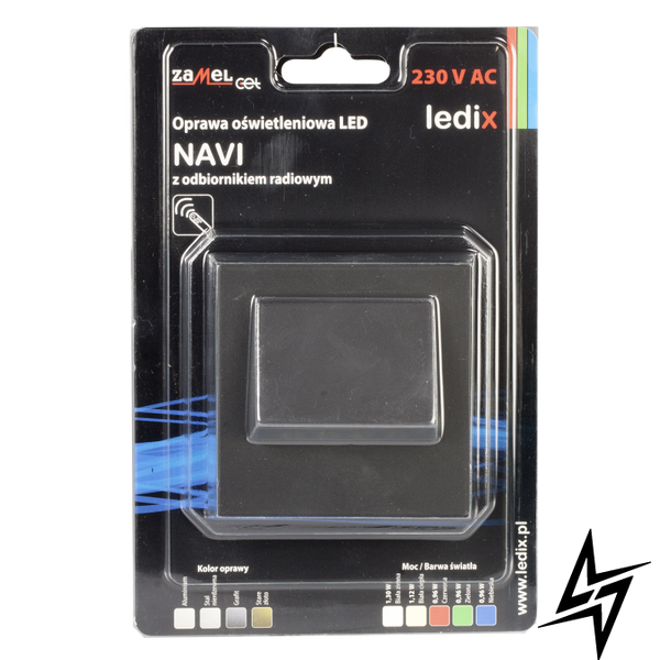 Настінний світильник Ledix Navi з рамкою 11-224-62 врізний Чорний 3100K з радіоприймачем LED LED11122462 фото наживо, фото в дизайні інтер'єру