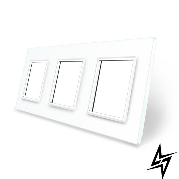 Рамка розетки 3 места Livolo белый стекло (C7-SR/SR/SR-11) фото