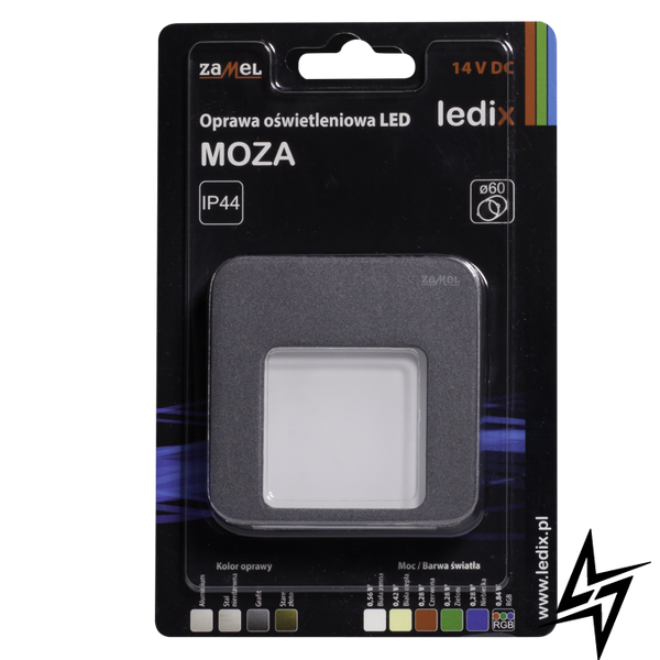 Настенный светильник Ledix Moza 01-211-31 врезной Графит 5900K 14V ЛЕД LED10121131 фото в живую, фото в дизайне интерьера